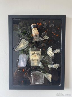 Epoxidový obraz – Jack Daniel’s & sklo – originální ruční vý - 2