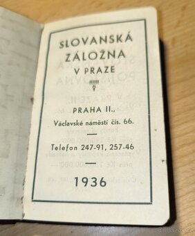 Historický záznamníček s informacemi, 1936. - 2