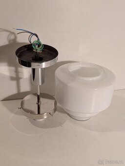 Art Deco lustr z niklované mosazi, dobové stínidlo - 2