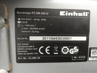 RT-SB 250 U - pásová pila na dřevo + podstavec Einhell - 2