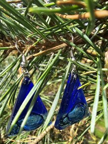 Modré, skleněné náušnice, handmade - 2