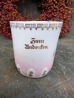 Starožitný porcelánový hrnek, zum Andenken. - 2