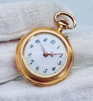 14K ZLATÉ ART DECO KAPESNÍ HODINKY TOP STAVU - FUNKČNÍ - 2