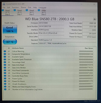 4ks 2TB M.2 WD Blue SN580 PCIe 4.0 NVMe - 2