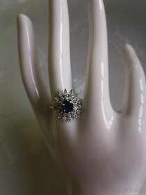 Zlatý luxusní prsten s diamanty 0,50ct a safírem 0,80ct - 2