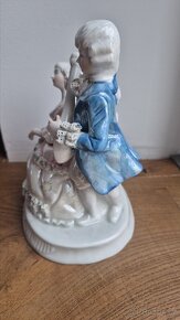 Sousoší - porcelánové sošky rokoko růžová / modrá - 2