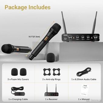 Bezdrátový mikrofonní systém TONOR TW350 Černý set - 2