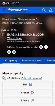 2x Imagine Dragons – LOOM World Tour + 1x úschovna - 2