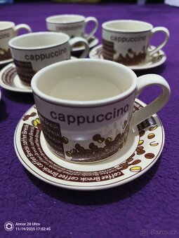 Sada šesti hrníčků a podšálků na kávu nebo cappuccino - 2