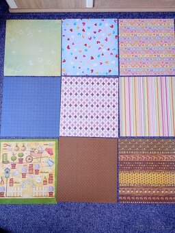 Oboustranné třpytivé papíry na scrapbook, 9 ks - 2