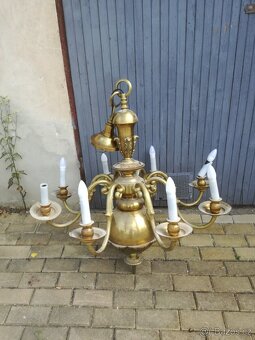 STARY VELKY MOSAZNY LUSTR SUPER STAVU - 2