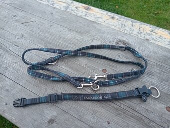 Obojek eskadron s vodítkem teal blue - 2