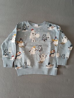 Vánoční mikiny Lindex, vel 98, sněhuláci - 2