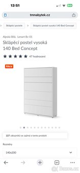 Sklápěcí postel 140 cm matrace - 2