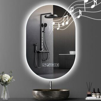 Koupelnové zrcadlo se LED světlem 75x50cm, Bluetooth - 2