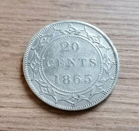 Stříbro Kanada 20 Cents 1865 Newfoundland stříbrná mince - 2