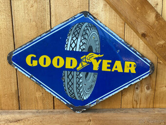 Originální oboustranná smaltovaná cedule Good Year - 2