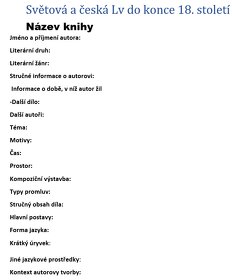 Maturitní knihy - zpracování - 2