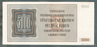 Staré bankovky 5000 korun 1944 NEPERFOROVANA, VZÁCNÁ - 2