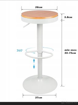 2x Barová židle otočná nastavitelná stolička dřevěná kuchyňs - 2