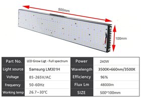 Vysoce výkonný LED Grow Light s diody SAMSUNG LM301H. - 2