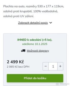 Prodám zánovní XL autoplachtu na pick-up - 2