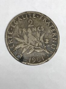 1901 stříbrné francouzské franky - 2