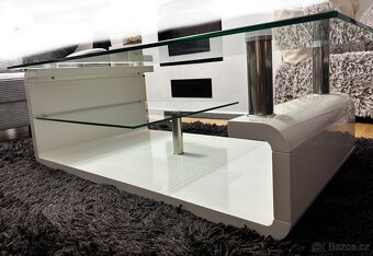 Konferenční skleněný stolek (vysoký lesk) - 2