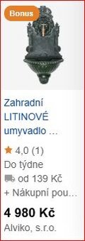 Zahradní LITINOVÉ umyvadlo GARDENS s kohoutkem - 2