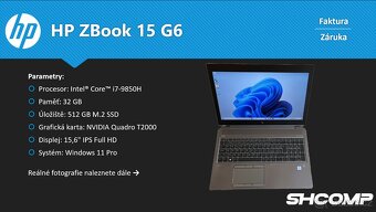 HP ZBook 15 G6 | i7-9850H | 32GB | 512GB | T2000 | Záruka - 2