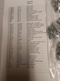 Sada šroubů k rámu Pionýr Jawa 20-21 - 2