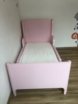 IKEA BUSUNGE Rozkládací dětská postel - růžová 80x200 - 2