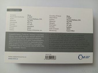 Stříbrná mince Český lev 2023 2 oz - 2