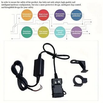 USB dvojzásuvka na motorku 12-24V s vypínačem - 2