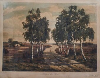 Obraz „Mittag in der Heide“ – krajina s břízami od H. Schmid - 2