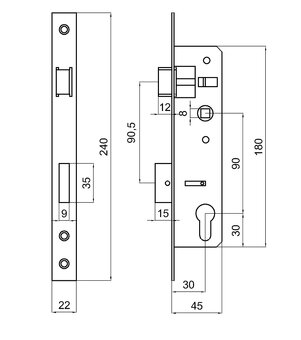 Zámek do branky - úzký, branka - 2
