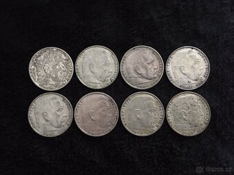 8 kusů stříbrných 2 RM, mince Třetí Říše Německo - 2