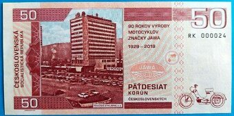 50 Kčs Jawa 50/550 Pionier série RK 00024 (2019) UNC PODPIS - 2
