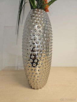 Váza, stříbrná, výška 30 cm (rozbaleno) - 2