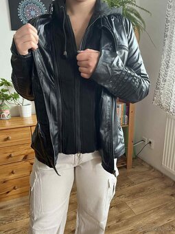 Dámská bunda z umělé kůže černá - 2