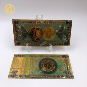 Sběratelská bankovka 1 BIT.COIN ve zlaté barvě. - 2