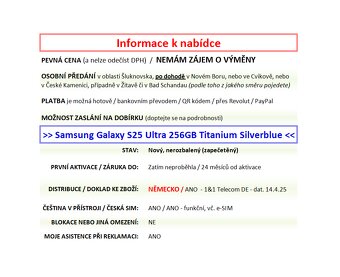 Samsung Galaxy S25 Ultra 256GB Silverblue NOVÝ NEROZBALENÝ - 2