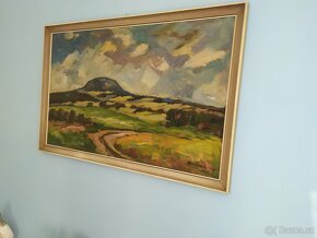 Prodám obraz "Hora Říp" signováno - 2