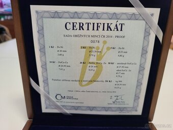 Sada oběžných mincí 2016 proof - dřevěná etue - 2
