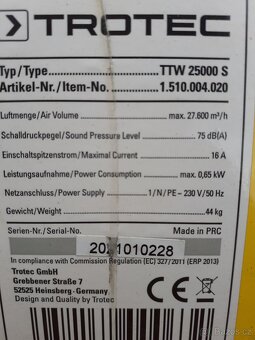 Ventilátor bubnový TROTEC TTW 25000 S - 2