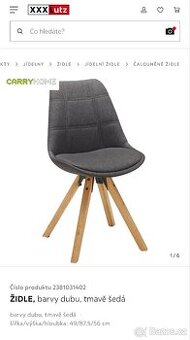 Prodám 2x židle CarryHome, barva dubu, tmavě šedá. - 2