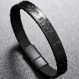 Pánský kožený náramek s kříži se zapínáním magnet. sponami - 2