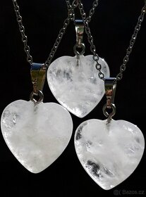 Srdíčko růženín ametyst, křišťál ocel. náhrdelník na krk - 2