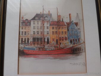 Obraz v paspartě, přístav - 2