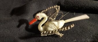 Retro vánoční ozdoba čáp - 2